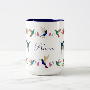 Caneca De Café Em Dois Tons Boho Custom Hummingbird
