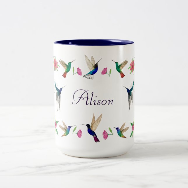 Caneca De Café Em Dois Tons Boho Custom Hummingbird (Centro)