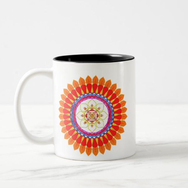 Caneca De Café Em Dois Tons Boho Elegante Euforia Rítmica  (Esquerda)
