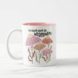 Caneca De Café Em Dois Tons Boho Flor Silvestre Você Pertence Entre As Flores 