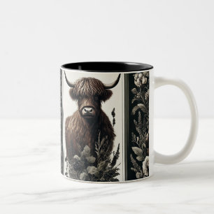 Caneca De Café Em Dois Tons Boho Highland Cow