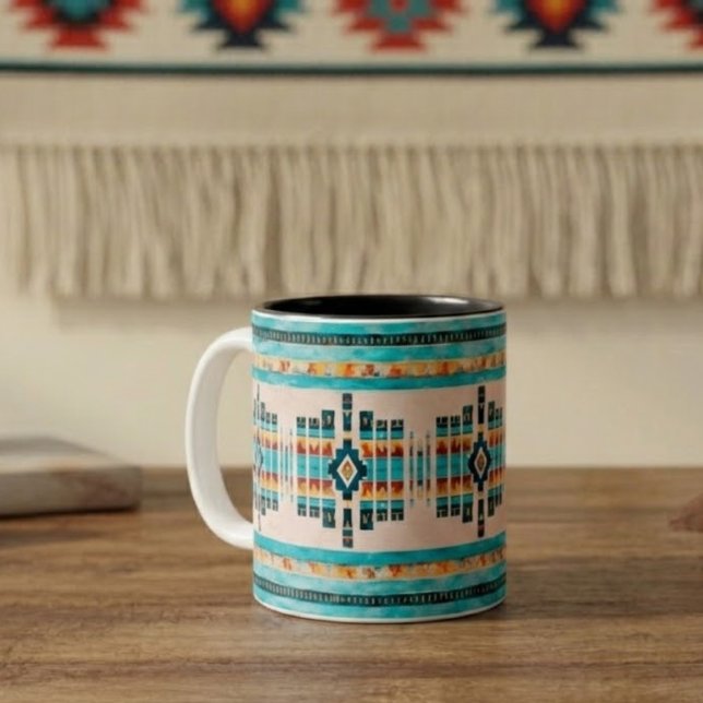 Caneca De Café Em Dois Tons Boho Inspirado no Sudoeste (Criador carregado)