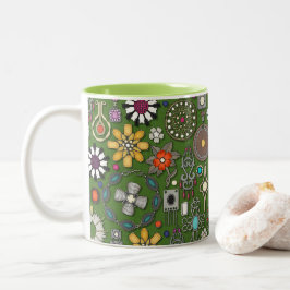 Caneca De Café Em Dois Tons boho jewel tesouros verde