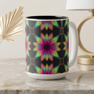 Caneca De Café Em Dois Tons Boho Kaleidoscópio Fiesta