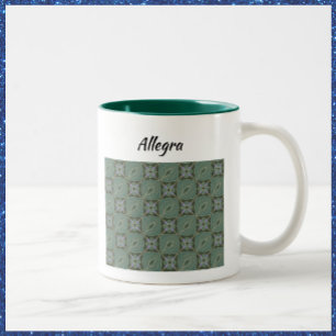 Caneca De Café Em Dois Tons Boho Moss Green Batik Impressão