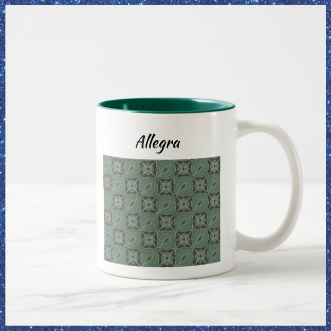 Caneca De Café Em Dois Tons Boho Moss Green Batik Impressão (Criador carregado)