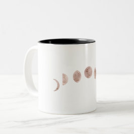 Caneca De Café Em Dois Tons Boho Rosa Fases da Lua Moderno Minimalista