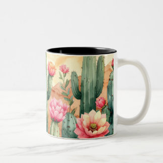 Caneca De Café Em Dois Tons Boho Succulent Floral Watercolor Mug