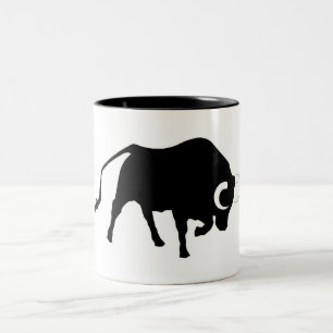 Caneca De Café Em Dois Tons boi, moggy, gado, vaca, bullfight, corrida, chifre
