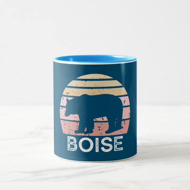 Caneca De Café Em Dois Tons Boise Idaho Retro Bear (Centro)