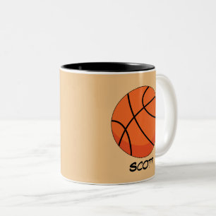 Caneca De Café Em Dois Tons Bola de Basquete de Cartoon   Adicionar nome