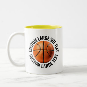 Caneca De Café Em Dois Tons Bola de Basquete & Texto Grande AMARELO 325ml Pers
