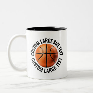 Caneca De Café Em Dois Tons Bola de Basquete & Texto Grande PRETO 325ml Person