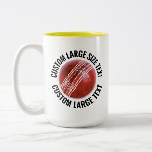 Caneca De Café Em Dois Tons Bola de Críquete & Texto Grande AMARELO 425g Perso