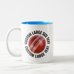 Caneca De Café Em Dois Tons Bola de Críquete & Texto Grande AZUL CLARO 312g Pe