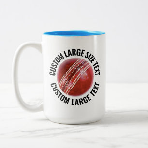 Caneca De Café Em Dois Tons Bola de Críquete & Texto Grande AZUL CLARO 425g Pe