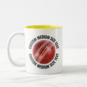 Caneca De Café Em Dois Tons Bola de Críquete & Texto Médio AMARELO 312g Person