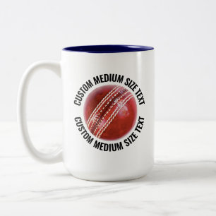 Caneca De Café Em Dois Tons Bola de Críquete & Texto Médio AZUL MARINHO 425g P