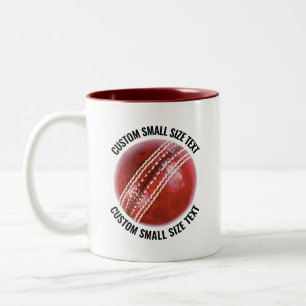 Caneca De Café Em Dois Tons Bola de Críquete & Texto Pequeno CASTANHO 312g Per