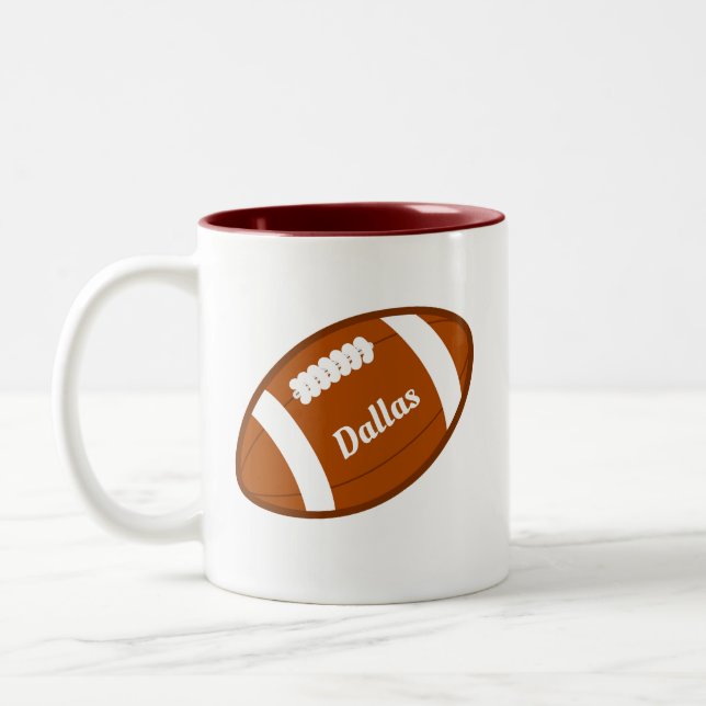 Caneca De Café Em Dois Tons Bola de Futebol Americano Personalizada (Esquerda)