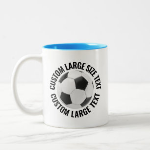 Caneca De Café Em Dois Tons Bola de Futebol & Texto Grande AZUL CLARO 11oz Per