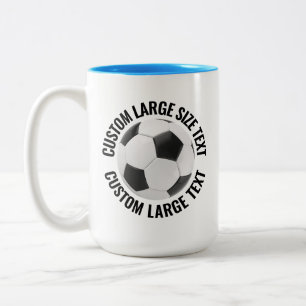 Caneca De Café Em Dois Tons Bola de Futebol & Texto Grande AZUL CLARO 425g Per