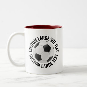 Caneca De Café Em Dois Tons Bola de Futebol & Texto Grande CASTANHO 325g Perso