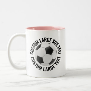 Caneca De Café Em Dois Tons Bola de Futebol & Texto Grande ROSA 325ml Personal