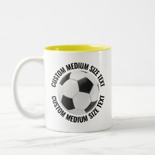 Caneca De Café Em Dois Tons Bola de Futebol & Texto Médio AMARELO 11oz Persona