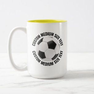 Caneca De Café Em Dois Tons Bola de Futebol & Texto Médio AMARELO 425g Persona