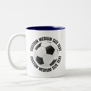 Caneca De Café Em Dois Tons Bola de Futebol & Texto Médio AZUL MARINHO 11oz Pe