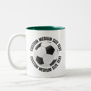 Caneca De Café Em Dois Tons Bola de Futebol & Texto Médio CAÇADOR VERDE 325g P