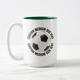 Caneca De Café Em Dois Tons Bola de Futebol & Texto Médio HUNTER GREEN 15oz Pe