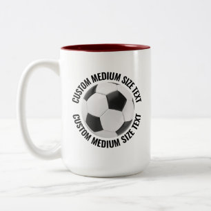 Caneca De Café Em Dois Tons Bola de Futebol & Texto Médio MAROON 15oz Personal