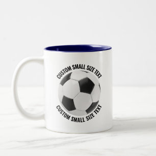Caneca De Café Em Dois Tons Bola de Futebol & Texto Pequeno AZUL MARINHO 11oz