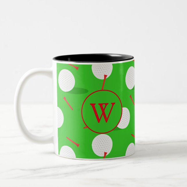 Caneca De Café Em Dois Tons Bola de Golf Personalizada (Esquerda)