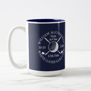 Caneca De Café Em Dois Tons Bola de Golfe e tacos Azul Marinho Personalizado H