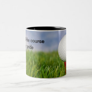 Caneca De Café Em Dois Tons Bola de Golfe no Tee Vermelho com Citação