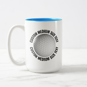 Caneca De Café Em Dois Tons Bola de Golfe & Texto Médio AZUL CLARO 443ml Perso