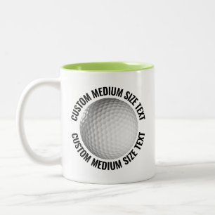 Caneca De Café Em Dois Tons Bola de Golfe & Texto Médio LIME VERDE 325ml Perso