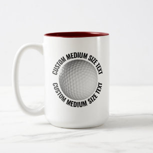 Caneca De Café Em Dois Tons Bola de Golfe & Texto Médio MAROON 443ml Personali