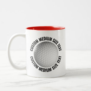 Caneca De Café Em Dois Tons Bola de Golfe & Texto Médio VERMELHO 325ml Persona