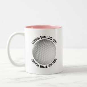 Caneca De Café Em Dois Tons Bola de Golfe & Texto Pequeno PINK 325ml Personali