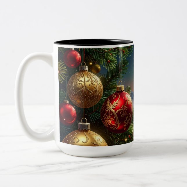 Caneca De Café Em Dois Tons bola de natal (Esquerda)