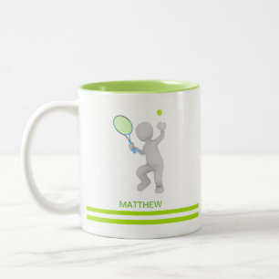 Caneca De Café Em Dois Tons Bola de Tênis do Jogador de Tênis 3D Personalizada