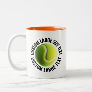 Caneca De Café Em Dois Tons Bola de Tênis & Texto Grande LARANJA 325ml Persona