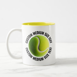 Caneca De Café Em Dois Tons Bola de Tênis & Texto Médio AMARELO 325g Personali