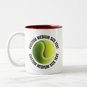 Caneca De Café Em Dois Tons Bola de Tênis & Texto Médio MAROON 11oz Personaliz