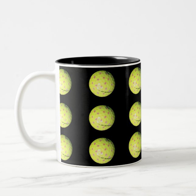 Caneca De Café Em Dois Tons Bolas Amarelas De Golfe A Preto, (Esquerda)
