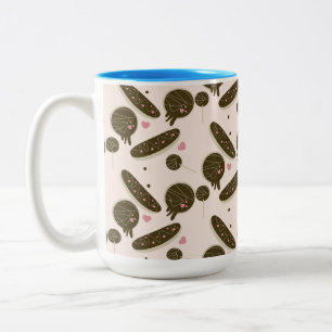 Caneca De Café Em Dois Tons Bolas de Bolo de Donuts Eclair para o Dia dos Namo